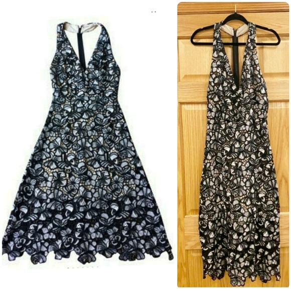 Alice+OliviaNoreen Floral Lace Midi Dress, Black/G - Picture 2 of 16